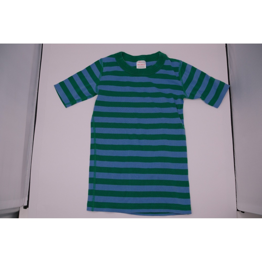 Hanna Andersson Striped T Shirt‎ Green Blue Kids Size 8 130cm Cotton
